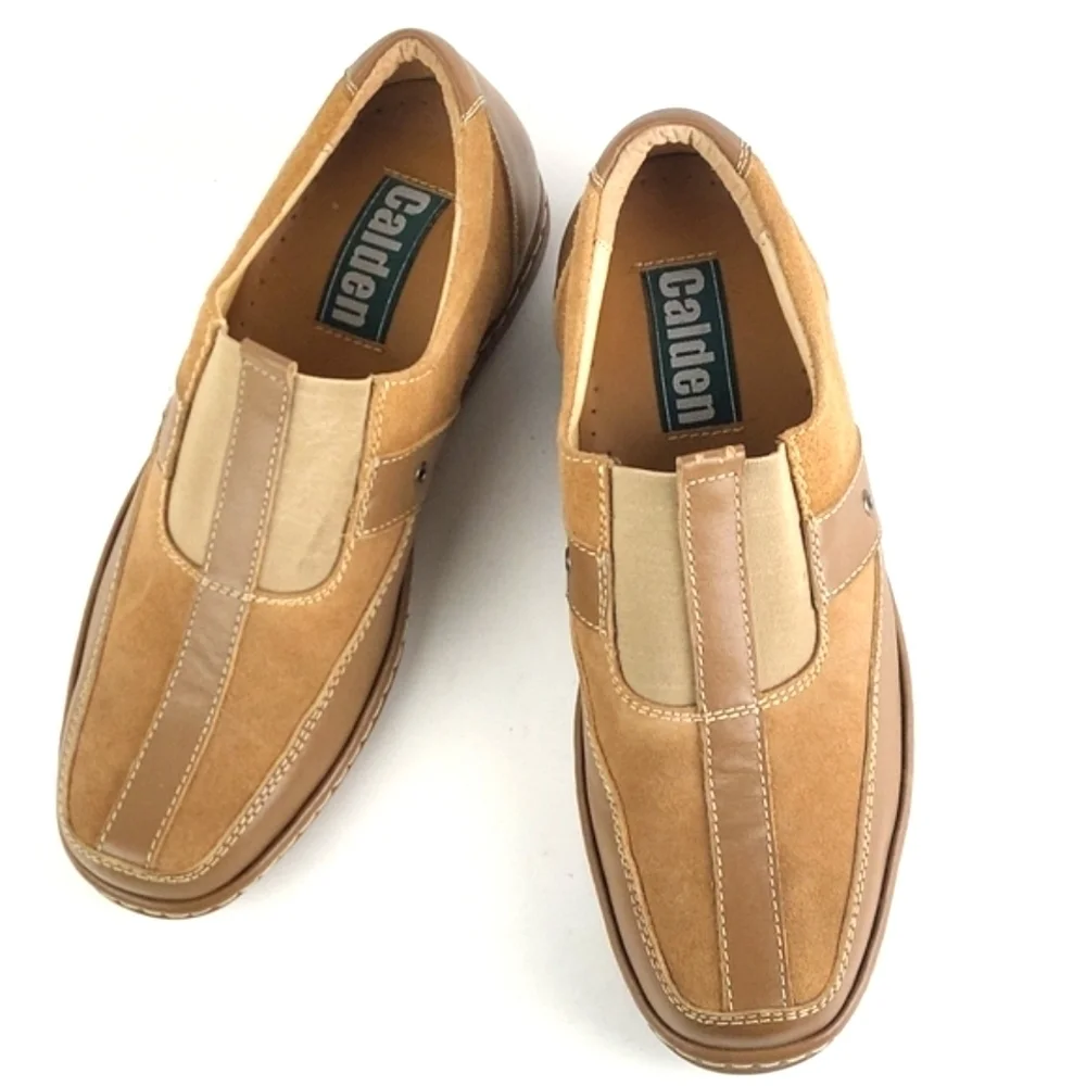 Calden Suede Leather Slip-on Casual Loafer Elevator Shoe Tan Men's Size 7 - Picture 8 of 16